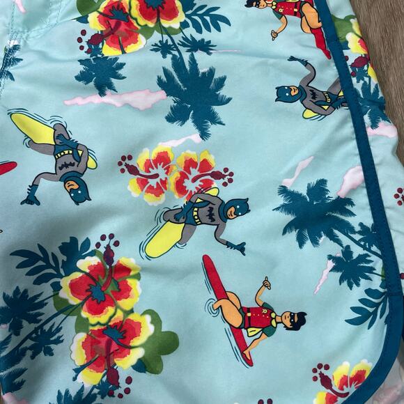 DC Comics Batman Surf Swim Trunks Mens Large Hawaiian Floral Boardshorts‎ - Picture 6 of 10